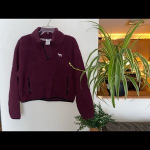 Pink by Victoria Secret Maroon Sherpa Crop Sweater